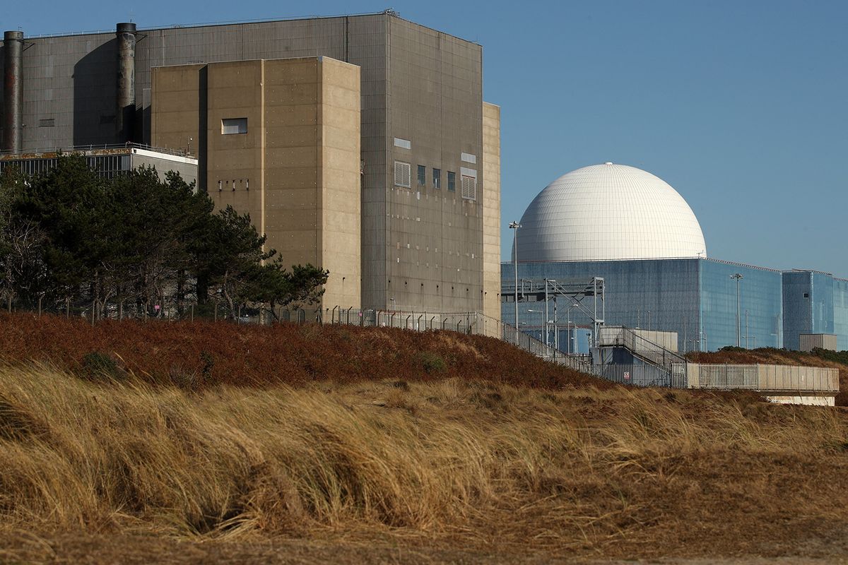 EDF's Sizewell B nuclear power station is pictured ahead of a visit by Britain's Prime Minister Boris Johnson, in Sizewell, eastern England on September 1, 2022. Outgoing British Prime Minister Johnson on Thursday promised Ł700 million for the Sizewell C nuclear power station project during his final major policy speech. (Photo by CHRIS RADBURN / various sources / AFP)