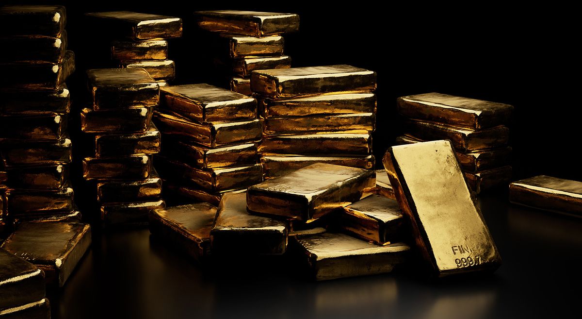 Stacks,Of,Pure,Gold,Bar,On,Dark,Background.,Represent,Business
