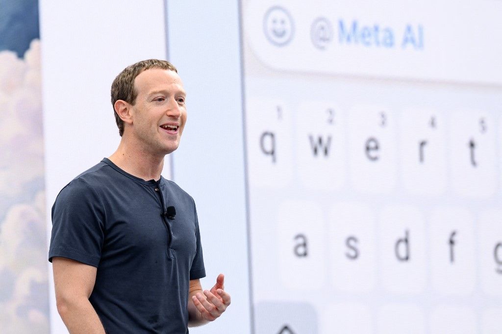 Meta founder and CEO Mark Zuckerberg speaks during Meta Connect event at Meta headquarters in Menlo Park, California on September 27, 2023. (Photo by JOSH EDELSON / AFP)