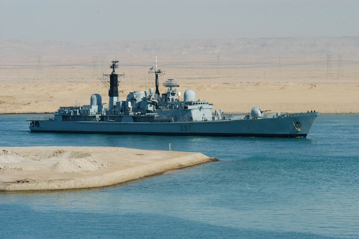 British Warships Pass Through The Suez Canal