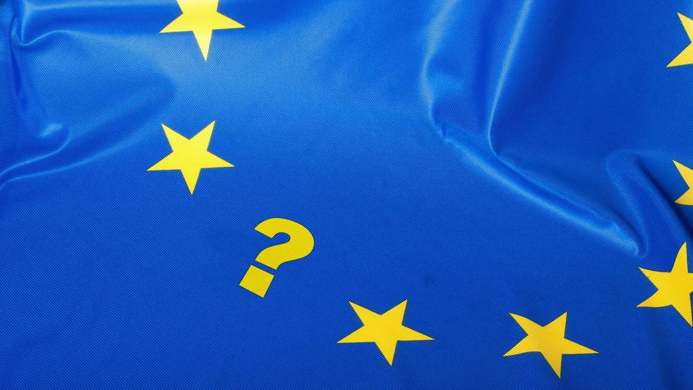 Detail,Of,Silky,Flag,Of,Blue,European,Union,With,Question