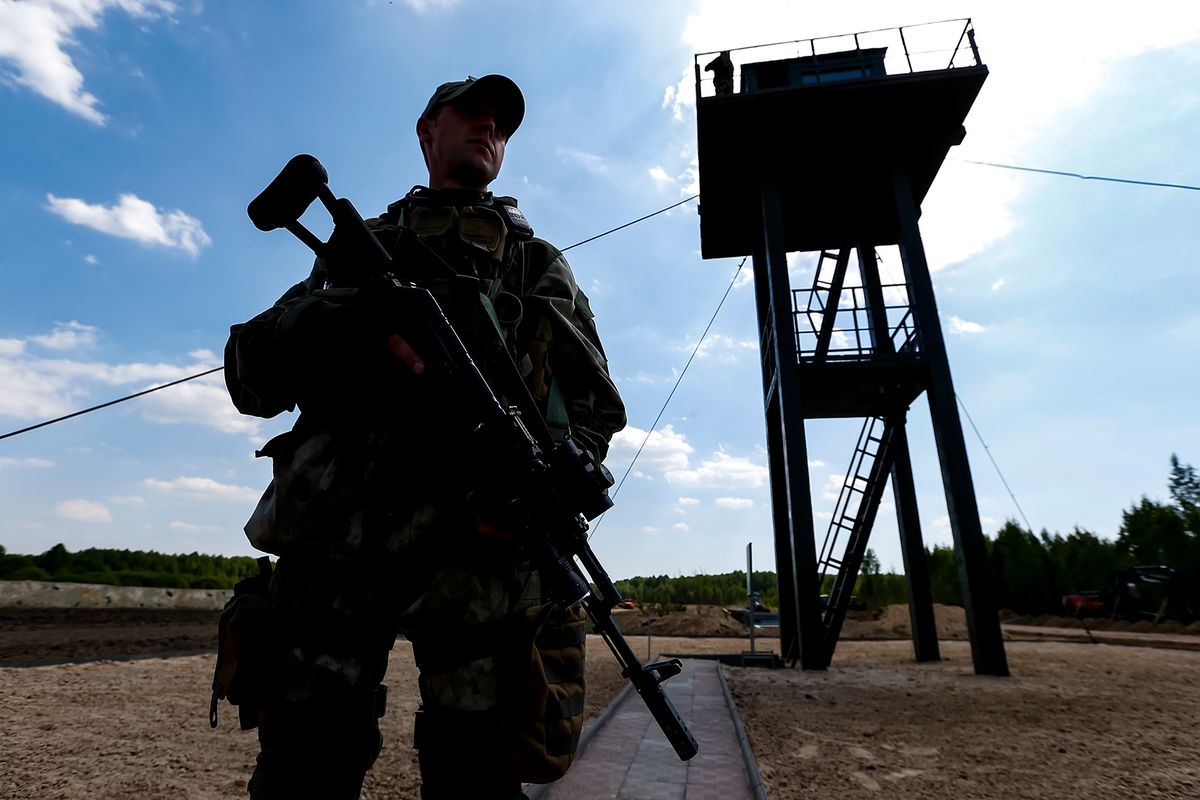 Ukraine,Border,Guard,Silhouette,On,Checkpoint,