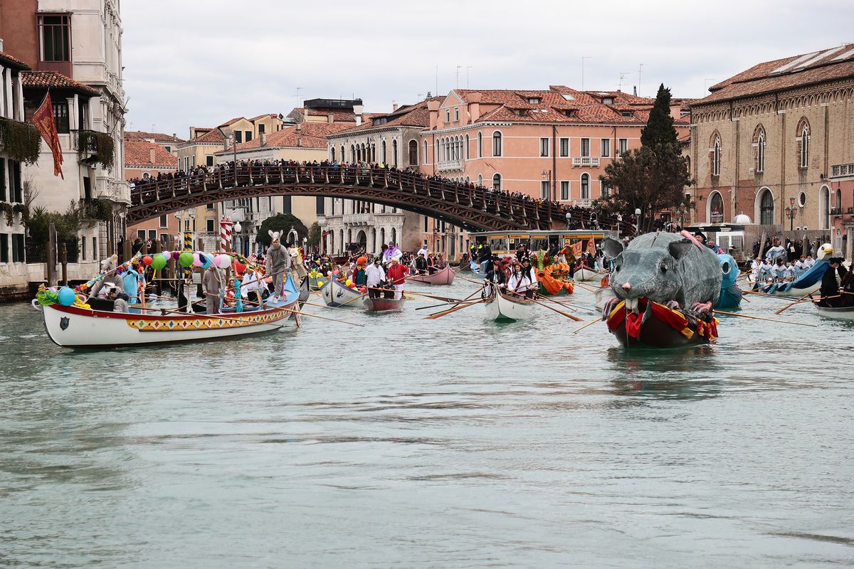 Water procession of the Pantegana Venice Carnival February 05 2023