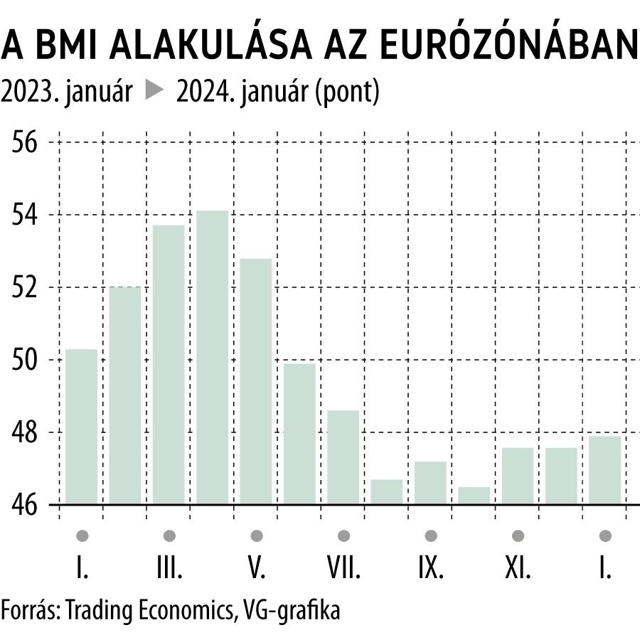 A BMI alakulása az eurózónában 1 év

