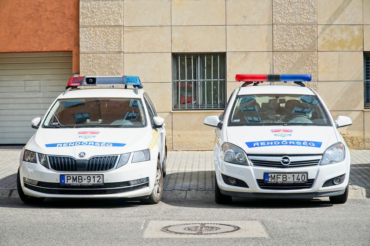 Budapest,,Hungary,-,April,17,,2023:,Two,Hungarian,Police,Car