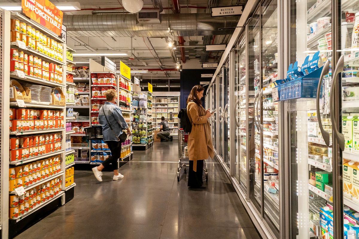 New York NY USA-November 8, 2023 Shopping in a  supermarket in New York