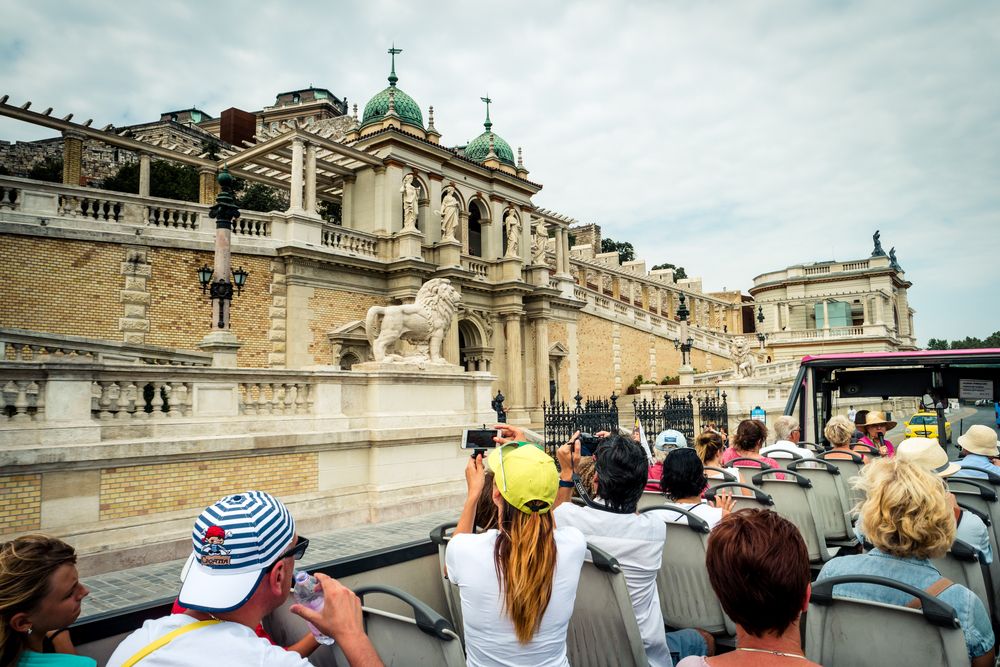 Budapest,,Hungary,-,July,07,,2015:,Tourists,On,Bus,Taking