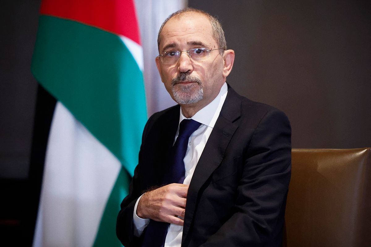 Jordanian Foreign Minister Ayman Safadi meets with the US secretary of state in Amman on January 7, 2024, during his visit to the Jordanian capital as part of a Middle East tour aiming to ensure the Israel-Hamas war does not spread. (Photo by EVELYN HOCKSTEIN / POOL / AFP)