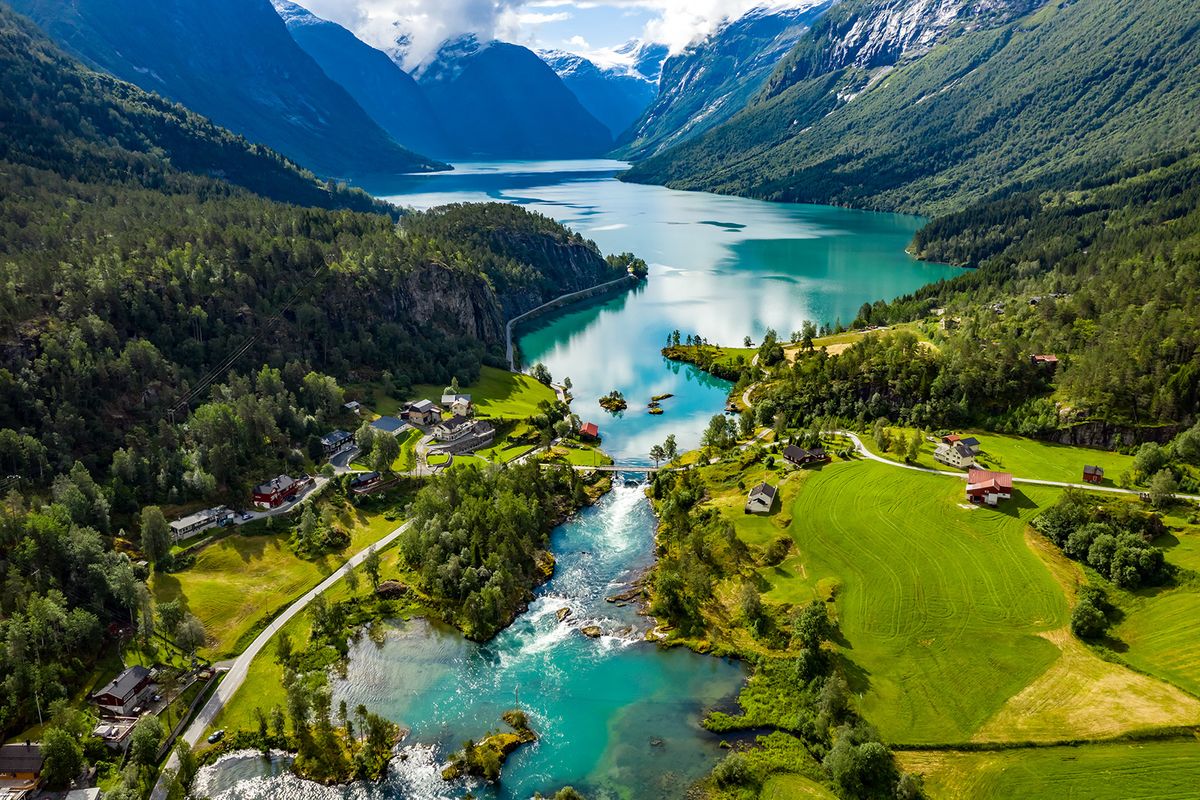 Beautiful,Nature,Norway,Natural,Landscape.,Lovatnet,Lake,Lodal,Valley.