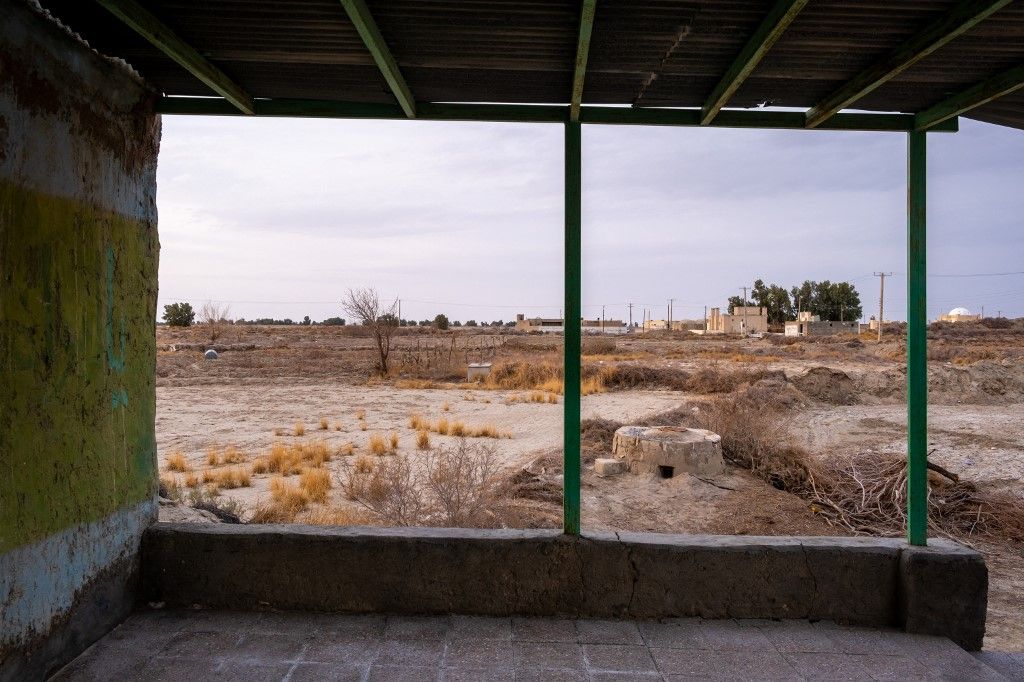 Sistan and Baluchestan02/18/2023 Sistan and Baluchestan, Iran. A view of an abandoned building around Lake Hamoun. The severe drought, the drying up of lakes, and rivers in the region has forced many residents to leave their villages. (Photo by Oshida / Middle East Images / Middle East Images via AFP)