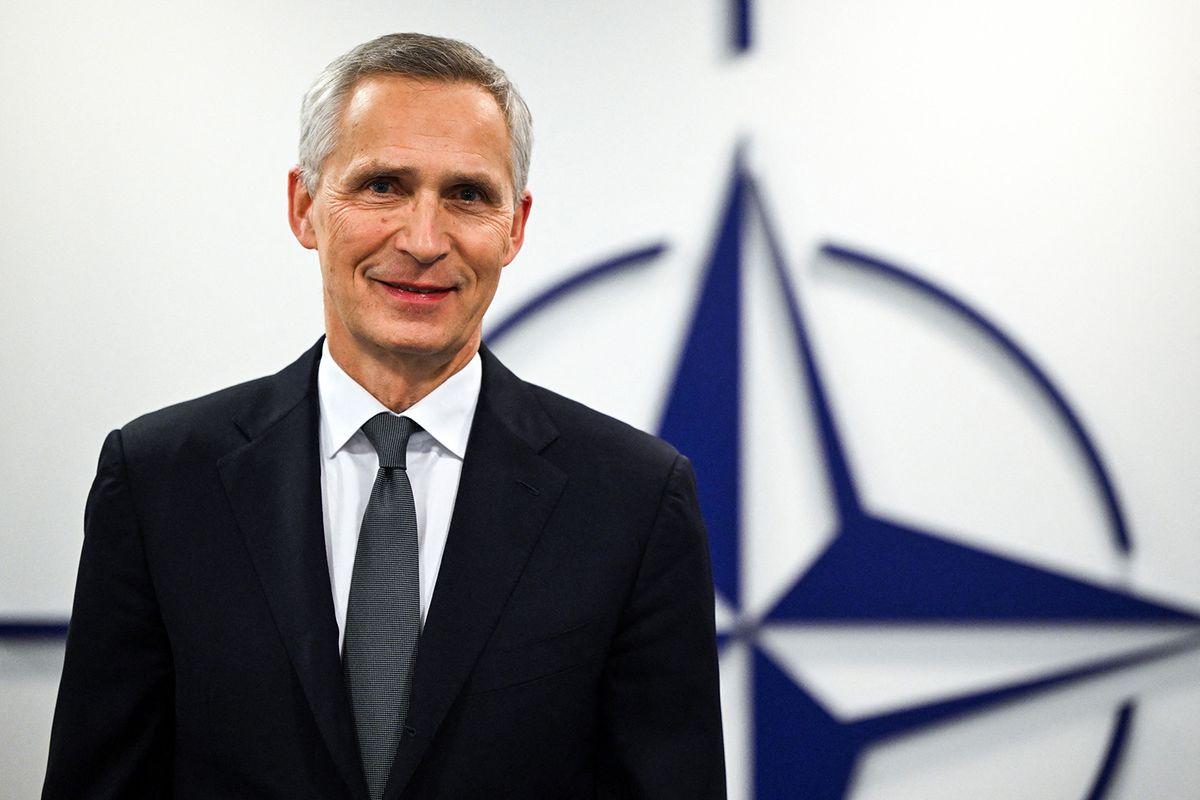 FILED - 07 December 2023, Belgium, Brüssel: Jens Stoltenberg, NATO Secretary General, answers questions at NATO headquarters during an interview with the German Press Agency. Photo: Federico Gambarini/dpa (Photo by FEDERICO GAMBARINI / DPA / dpa Picture-Alliance via AFP)