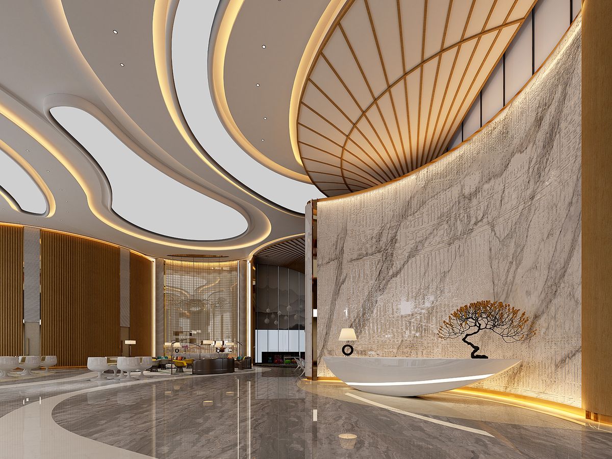 3d,Render,Of,Luxury,Hotel,Lobby,Reception