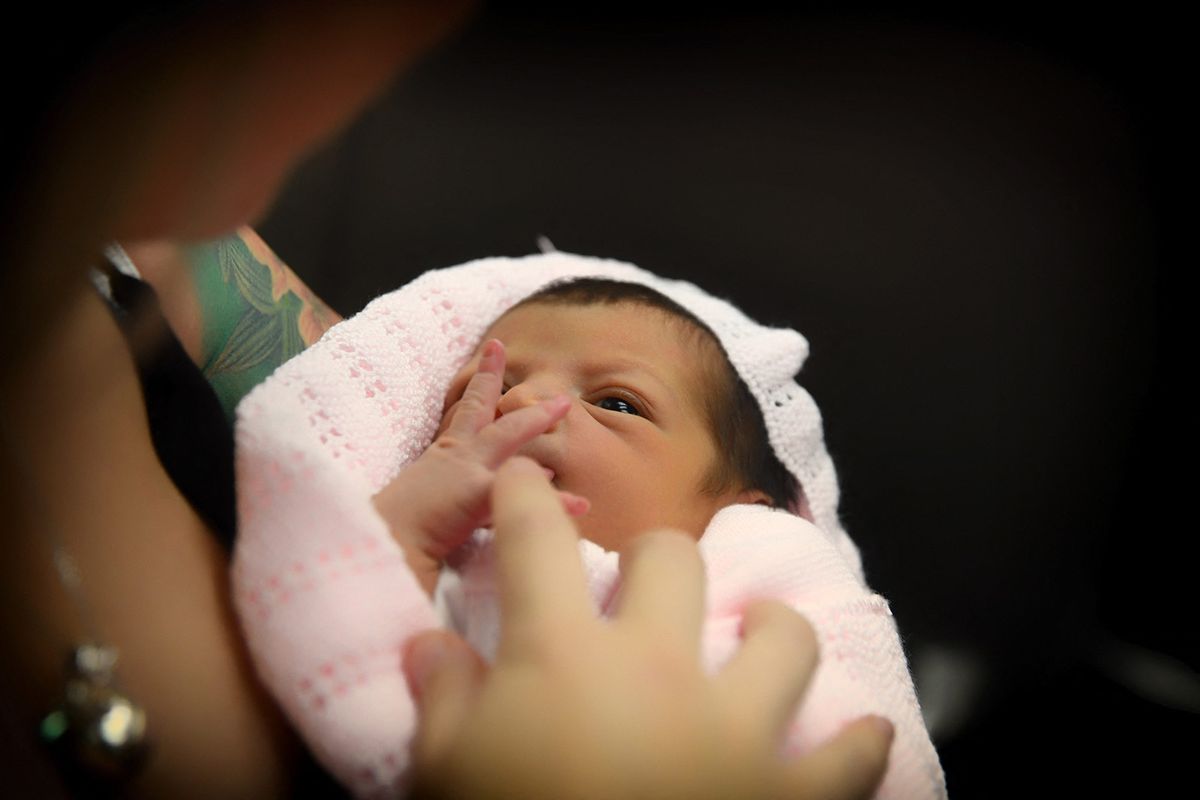 Baby at the second day of her life. Sevilla, Spain. July 14 2019.Bebe au second jour de sa vie. 14 juillet 2019. (Photo by Jerome Leblois / Hans Lucas / Hans Lucas via AFP)