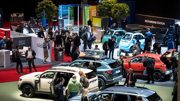 General view taken on February 26, 2024 during a press day of the Geneva International Motor Show in Geneva. (Photo by Fabrice COFFRINI / AFP)