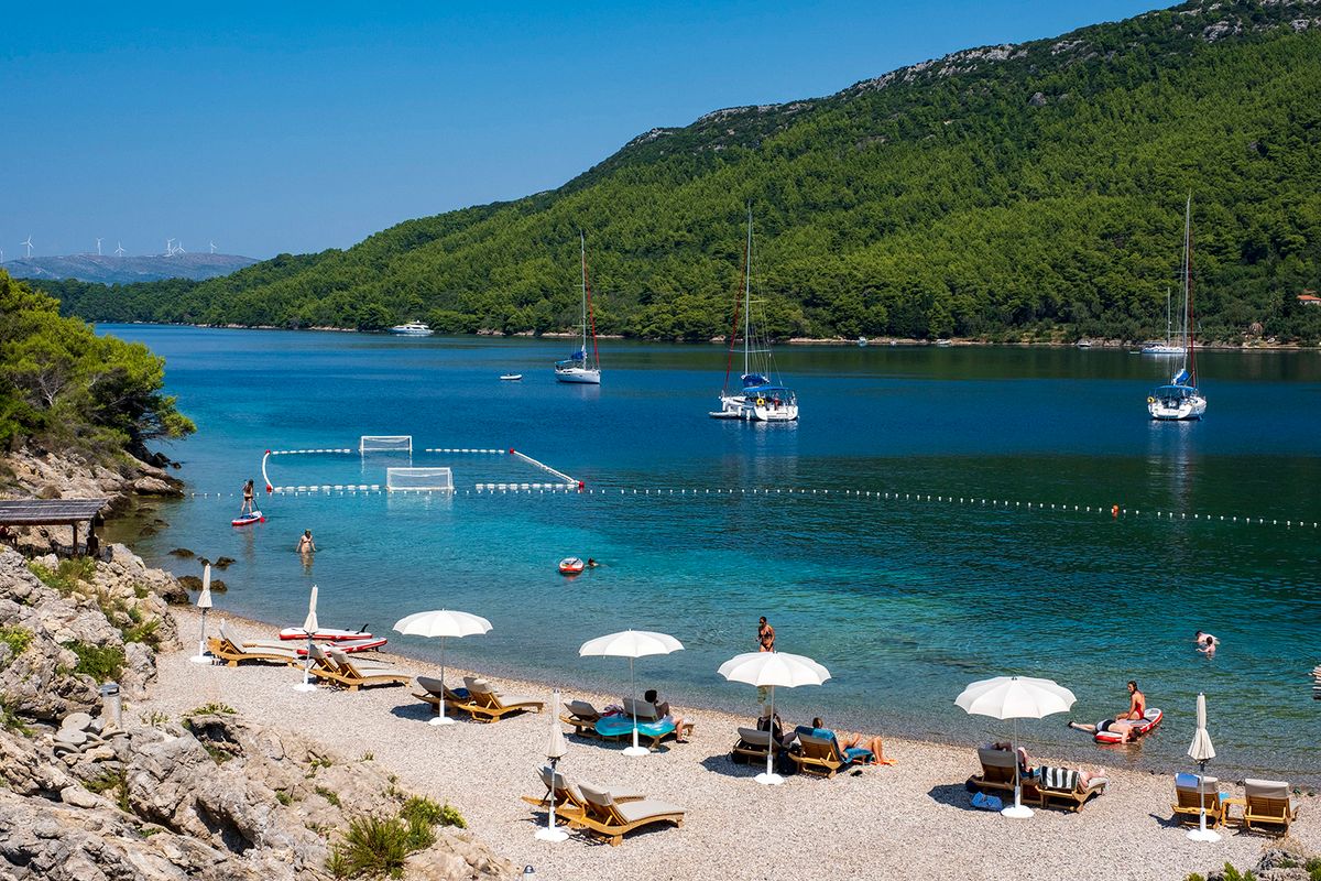 Croatia, Dalmatia, Elaphite Islands, Sipan Island, Sipanska Luka , Priježba beach (Photo by HUGHES Hervé / hemis.fr / hemis.fr / Hemis via AFP)