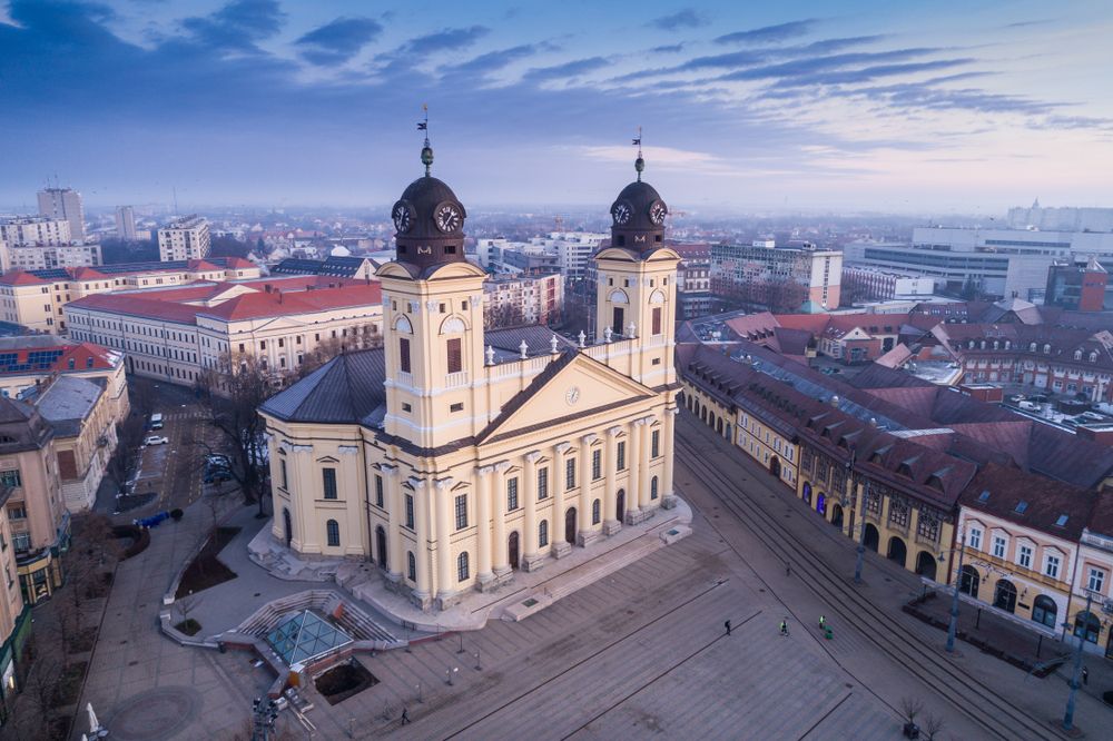 Aerial,Photo,Of,Reformed,Great,Church,In,Debrecen,City,,Hungary