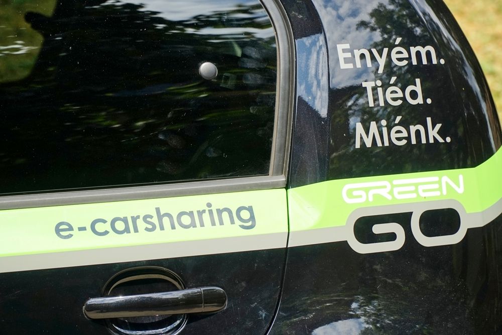 Budapest,,Hungary,-,June,17,,2023:,Greengo,E-carsharing,Emblem,On