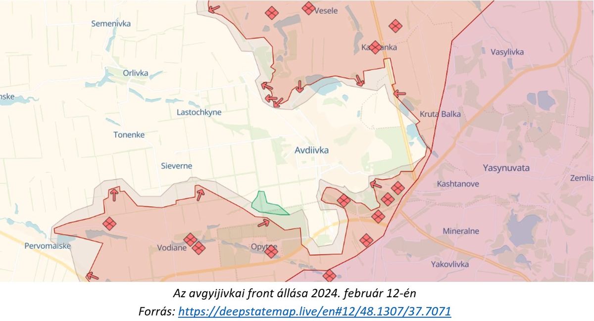 Az avgyijivkai front állása 2024. február 12-én
