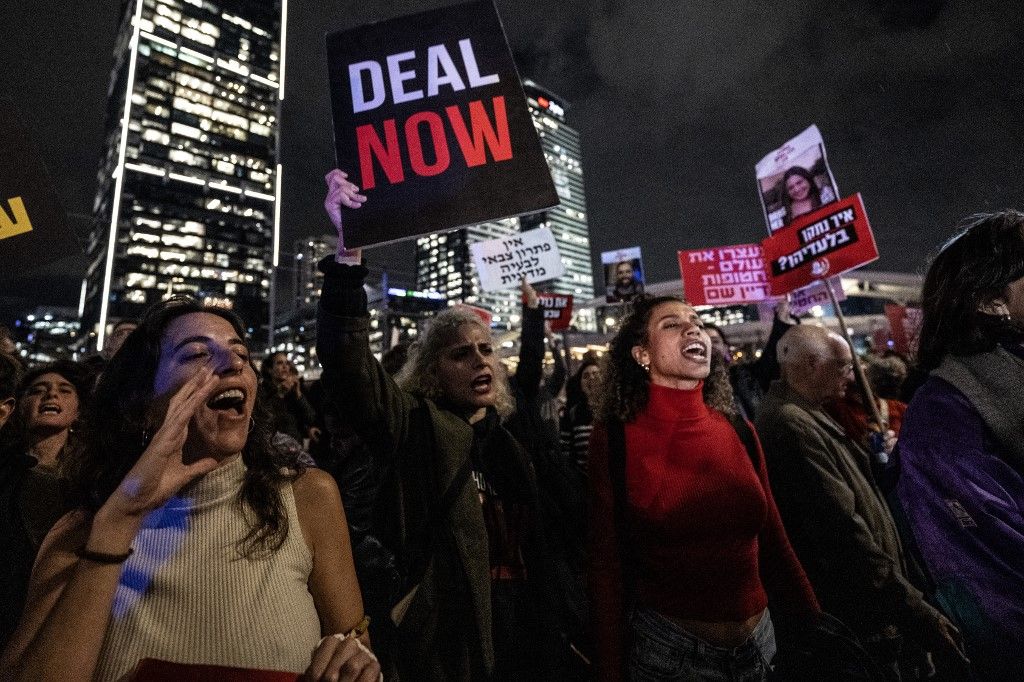 Families of Israeli hostages demonstrate in Tel Aviv