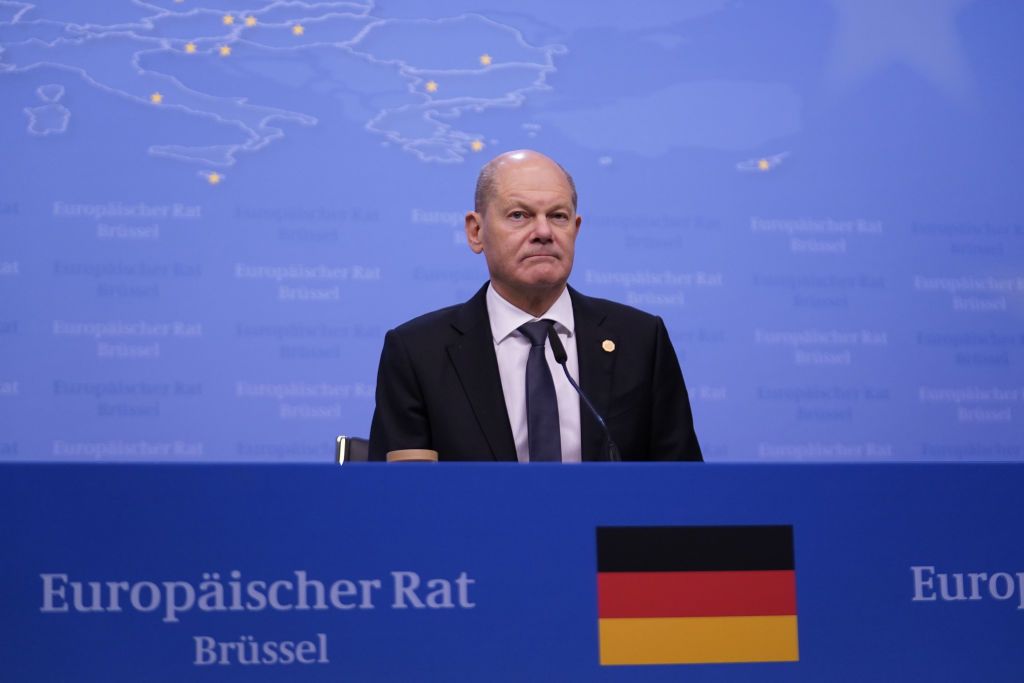 Ukraine Aid In Focus At Crucial EU SummitBRUSSELS, BELGIUM - FEBRUARY 01: Olaf Scholz
Federal Chancellor of Germany talks with media during the press conference at the end of the EU Summit on February 01, 2024 in Brussels, Belgium. Heads of the 27 European Union states meet in the Belgian capital to discuss the 2021-2027 budgetary plan, whilst focusing on Hungary's blocking of a 50 billion Euro (54 billion USD) military and financial support package for Ukraine. (Photo by Pier Marco Tacca/Getty Images)