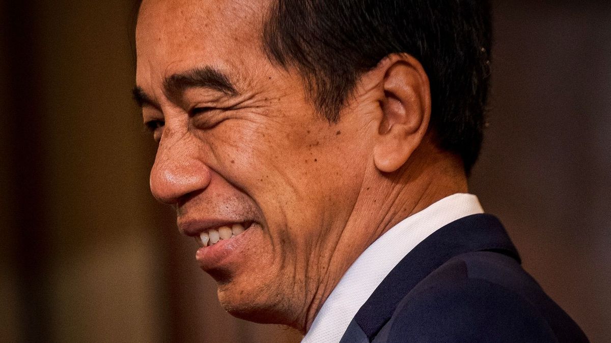 Indonesia's President Joko Widodo smiles at the Malacanang Palace where he is visiting for a meeting with Philippines' President Ferdinand Marcos Jr. in Manila on January 10, 2024. (Photo by Ezra Acayan / POOL / AFP)