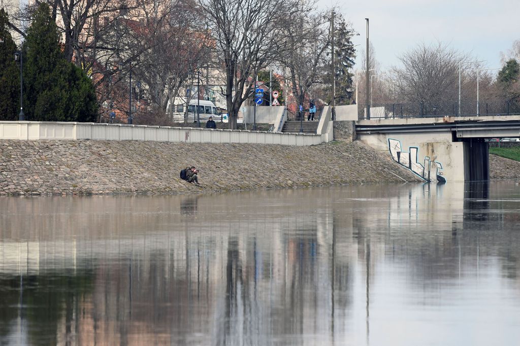 Szolnok, 2024. február 25.
A Tisza és Zagyva torkolata Szolnokon a Tiszán levonuló árhullám tetőzésekor 2024. február 25-én.
MTI/Mészáros János