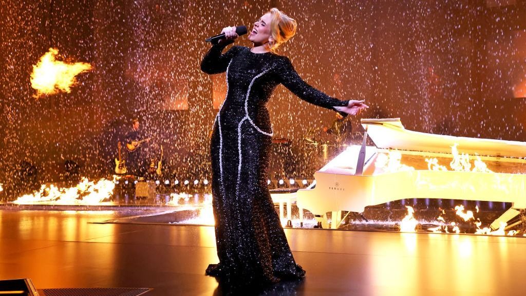 "Weekends with Adele" At The Colosseum At Caesars PalaceLAS VEGAS, NEVADA - JANUARY 26: (Exclusive Coverage) Adele performs onstage during "Weekends with Adele" at The Colosseum at Caesars Palace on January 26, 2024 in Las Vegas, Nevada. (Photo by Kevin Mazur/Getty Images for AD)