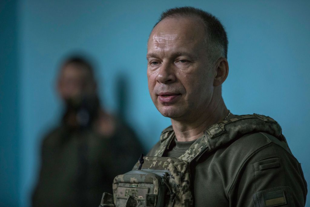 Oleksandr Syrskyi, The Commander Of The Ukrainian Ground Forces, Awards Ukrainian Fighters In The Soledar Direction Of Donetsk OblastDONETSK OBLAST, UKRAINE - JULY 2: Oleksandr Syrskyi, the commander of the Ukrainian Ground Forces, awards Ukrainian fighters of the 10th Mountain Assault Brigade “Edelweiss” in the Soledar direction on July 2, 2023 in Donetsk Oblast, Ukraine. (Photo by Yuriy Mate/Global Images Ukraine via Getty Images)