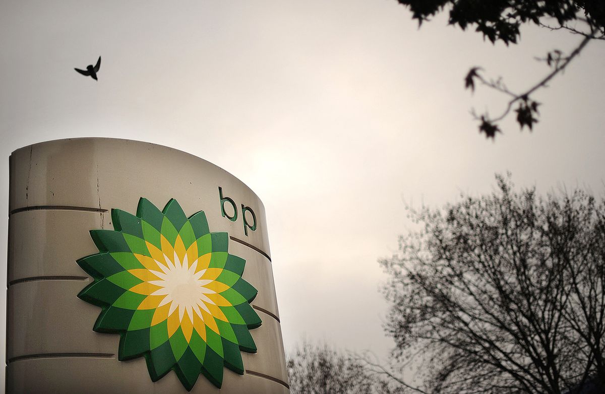 The BP logo is pictred at a petrol station in central London, on February 1, 2011. BP on Tuesday posted its first annual loss in almost two decades as a result of last year's devastating Gulf of Mexico oil spill, and raised the estimate of costs from the disaster to $40.9 billion. The company said it made a loss of $4.9 billion (3.6 billion euros) last year, which was the first shortfall since 1992 and followed the worst environmental catastrophe in US history. AFP PHOTO/Ben Stansall (Photo by BEN STANSALL / AFP)