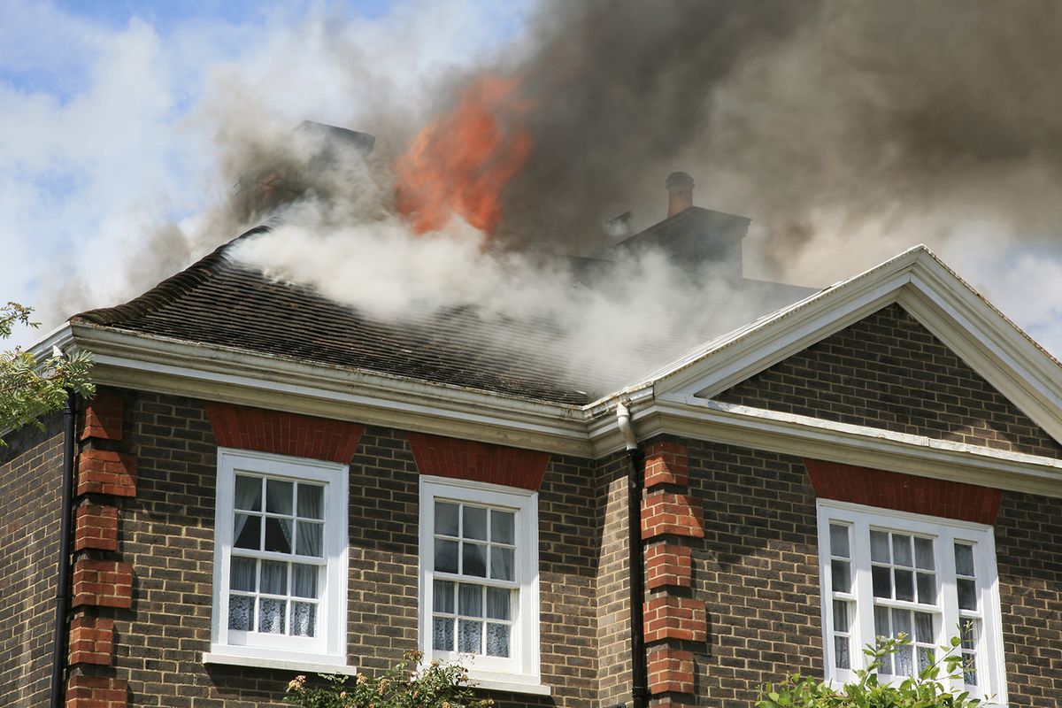 House,Roof,On,Fire