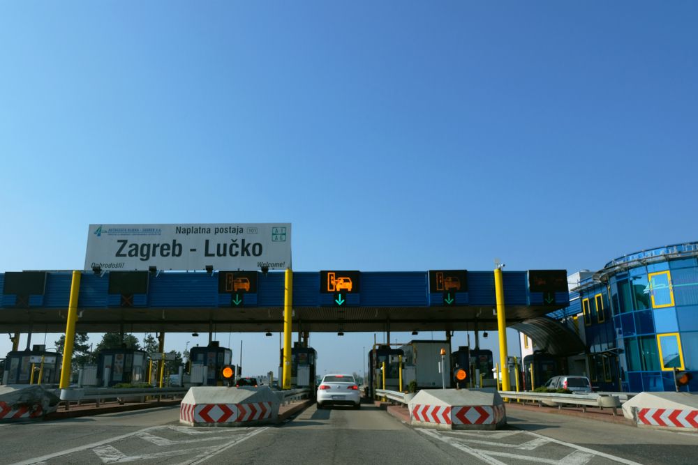 Zagreb-lucko,,Zagreb,,Croatia,-,04.01.2019:,Toll,Gate,In,Croatian,Highway.
