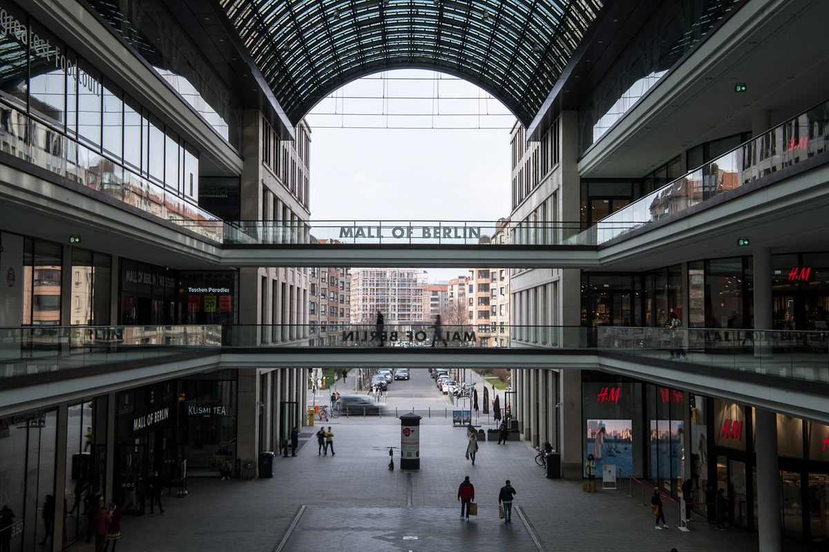 Few people are seen at a shopping mall in Berlin