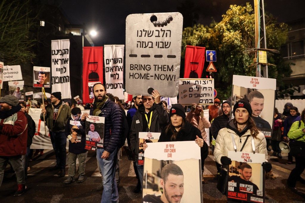 Relatives of Israeli hostages demonstrate in West Jerusalem       