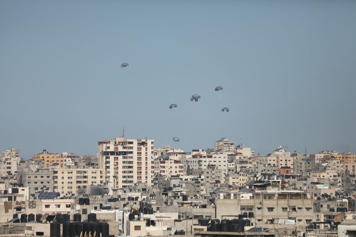 Jordanian army airdrops humanitarian aid in northern Gaza Strip