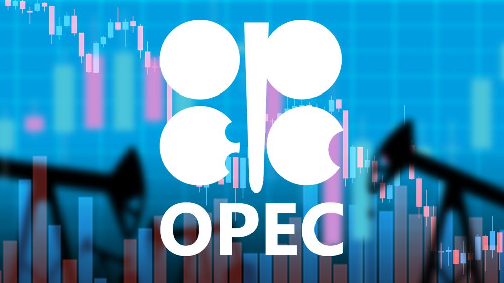 Opec,Logo.,Inscription,Opec,On,The,Background,Of,Falling,Charts.