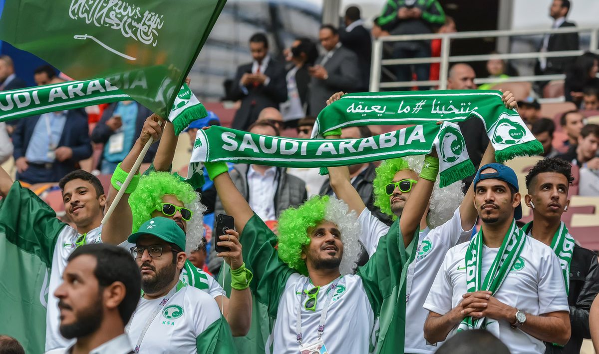 Moscow,,Russia,–,June,14,,2018.,Fans,From,Saudi,Arabia