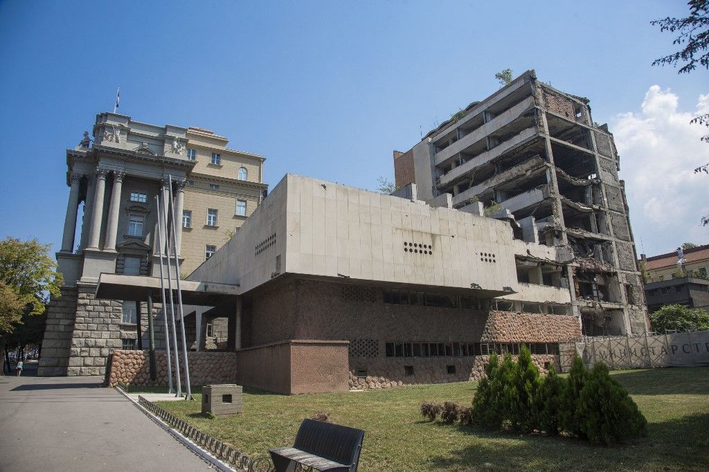 Bombed by NATO building in Belgrade, Serbia