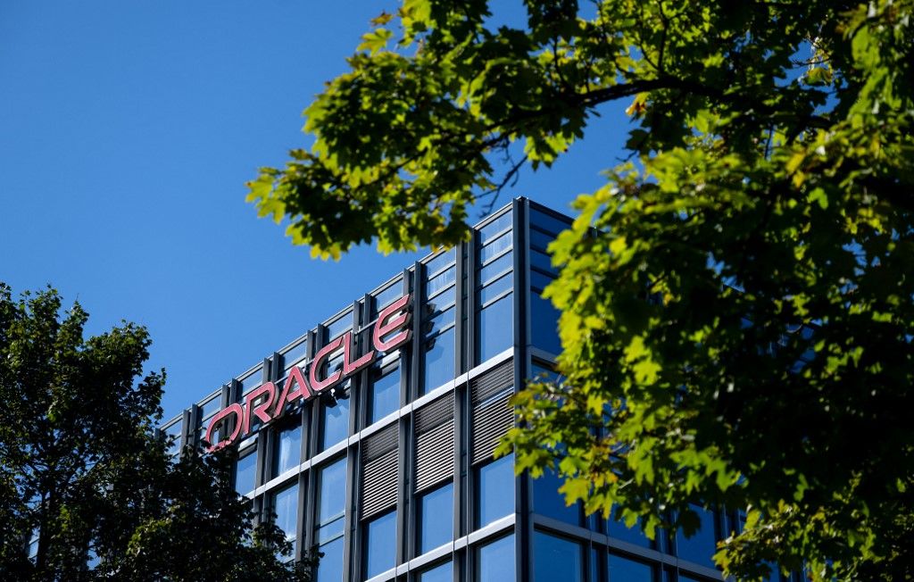 Oracle25 September 2023, Bavaria, Munich: The logo of the software and hardware manufacturer Oracle can be seen at the German headquarters. Photo: Sven Hoppe/dpa (Photo by SVEN HOPPE / DPA / dpa Picture-Alliance via AFP)