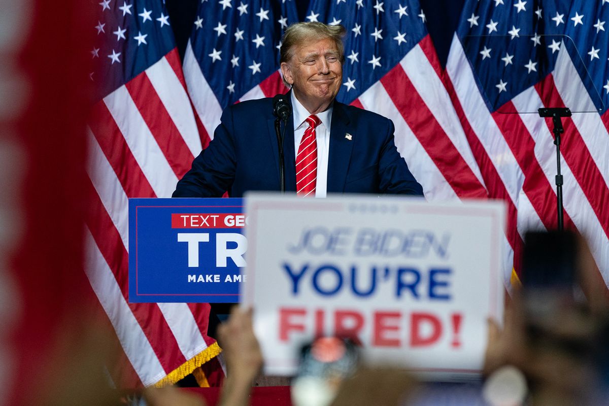 Former US President and 2024 presidential hopeful Donald Trump speaks during a campaign event in Rome, Georgia, on March 9, 2024. (Photo by Elijah Nouvelage / AFP)