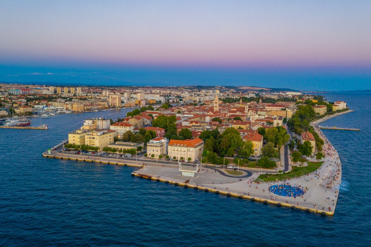 Sunset,Aerial,View,Of,Croatian,Town,Zadar