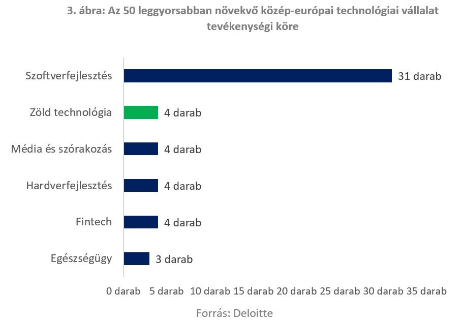 3 ábra Az 50 leggyorsabban növekvő közép-európai technológiai vállalat tevékenységi köre
