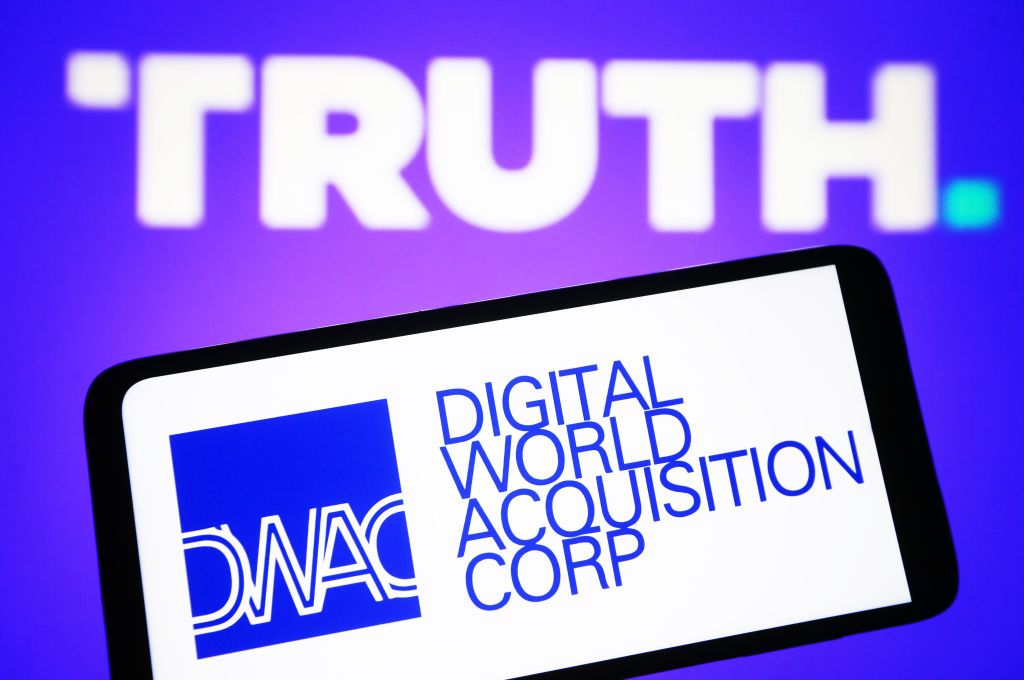 In this photo illustration,  Digital World Acquisition Corp