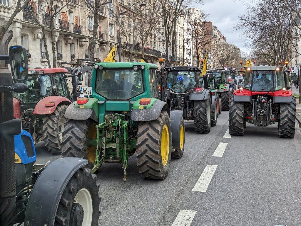 French farmers block roads with tractors in Paris