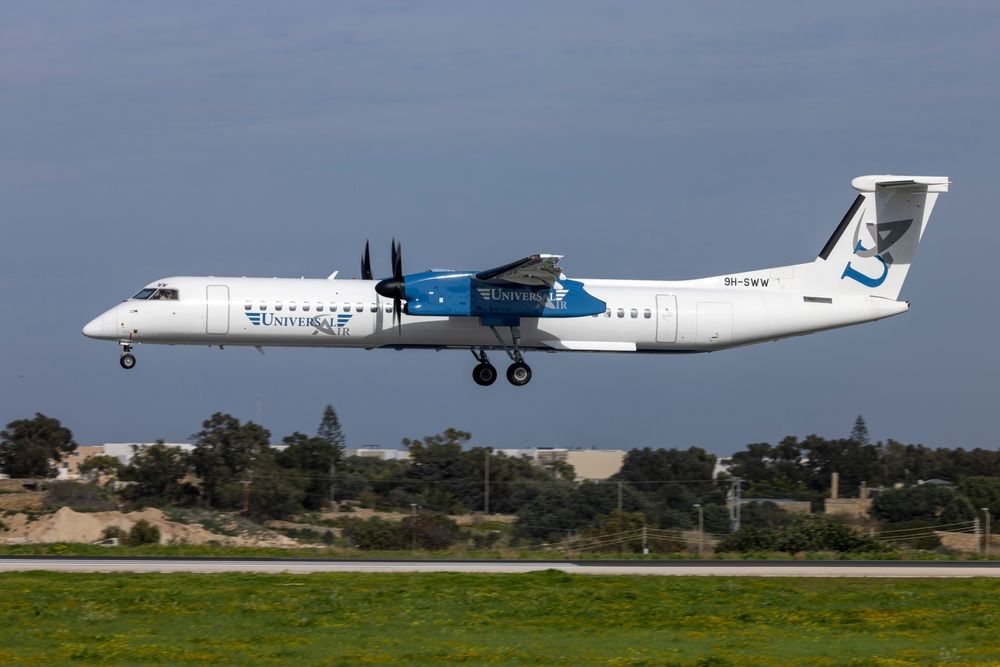 Luqa,,Malta,-,February,7,,2024:,Universal,Air,Bombardier,Dhc-8-402