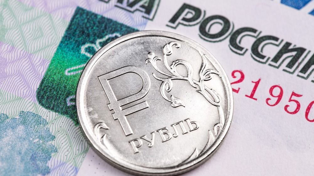 One,Russian,Ruble,Coin,On,Russian,Money,,Rubles,Closeup,,Macro