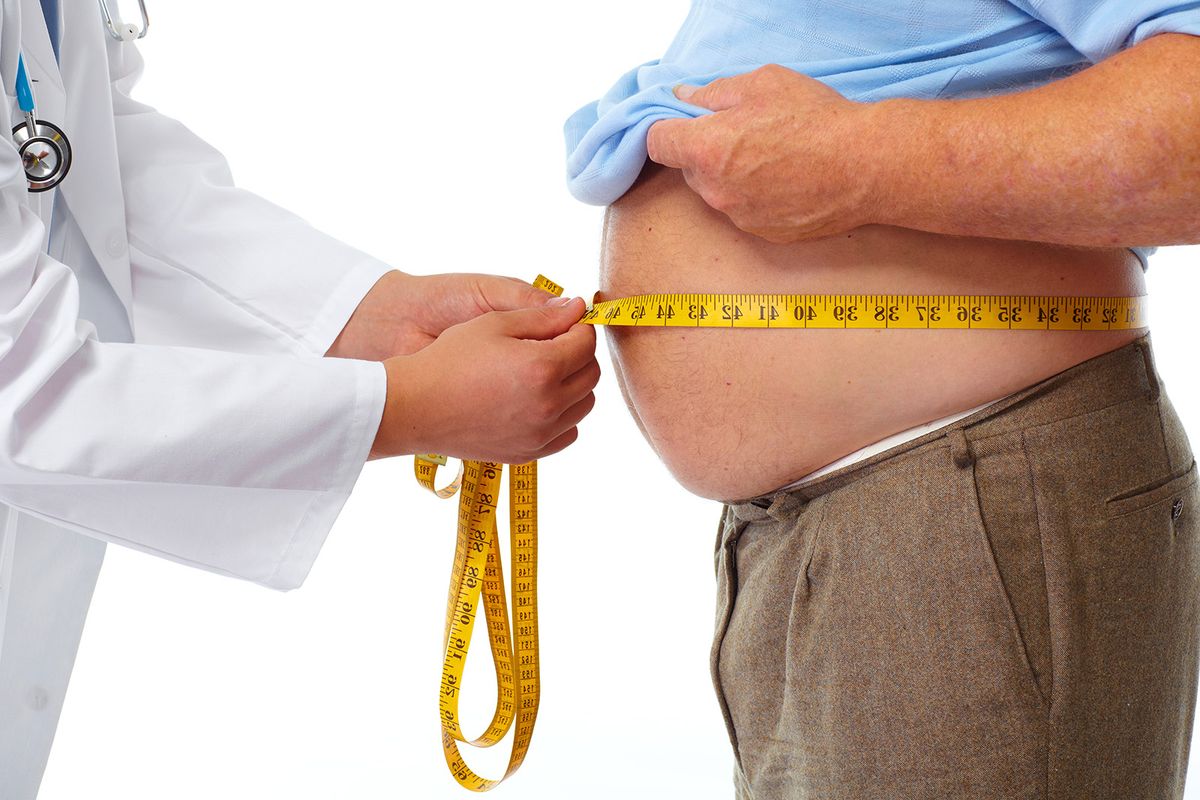 Doctor,Measuring,Obese,Man,Waist,Body,Fat.,Obesity,And,Weight