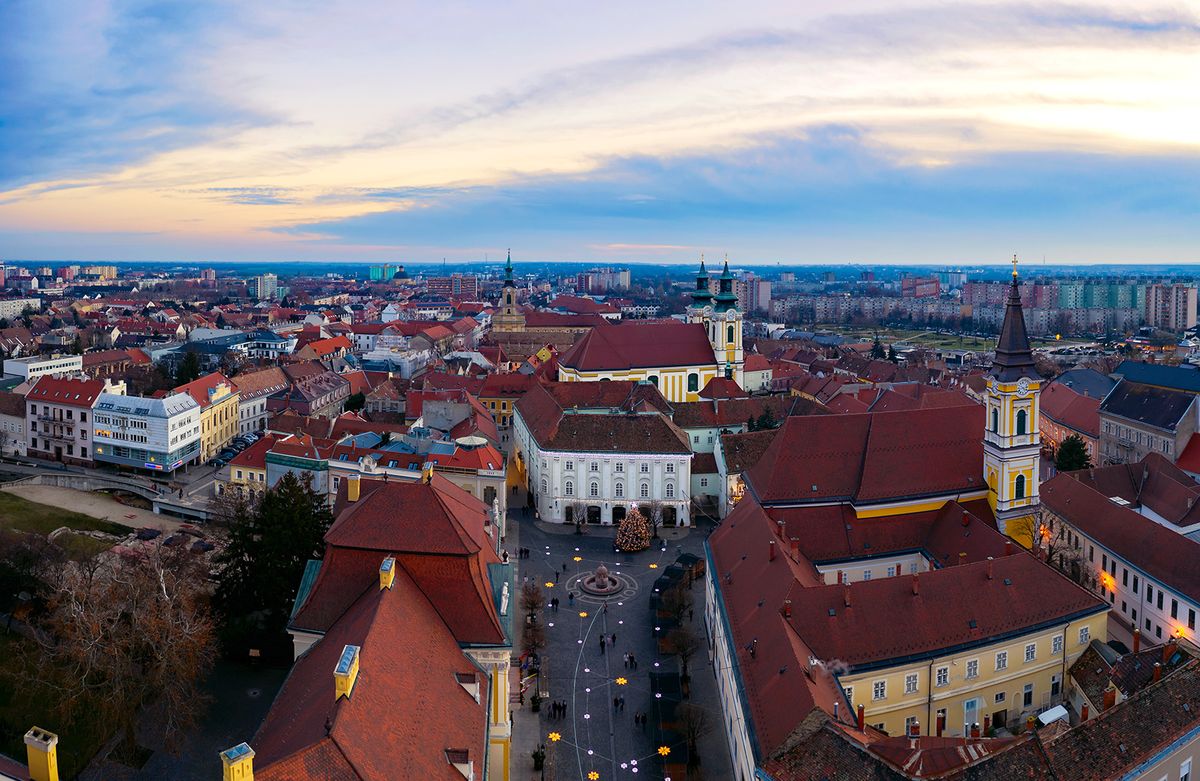 Aerial,Photo,About,The,Old,Downtown,Of,Szekesfehervar,In,Hungary.