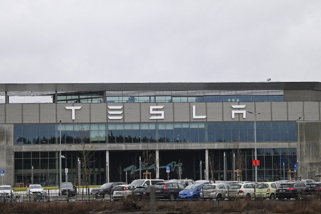 Local opposition grows as Tesla faces resistance to expansion plans for Berlin factoryBERLIN, GERMANY - FEBRUARY 22: ''Tesla'' logo is seen on the Tesla factory building in Berlin, Germany on February 22, 2024. In the southeastern outskirts of Berlin, within the Grunheide district, local residents are expressing opposition to the expansion plans of the first automobile factory of US electric car manufacturer, Tesla in Europe. The proposed expansion has sparked discontent among the community members in the area. Halil Sagirkaya / Anadolu (Photo by HALIL SAGIRKAYA / ANADOLU / Anadolu via AFP)