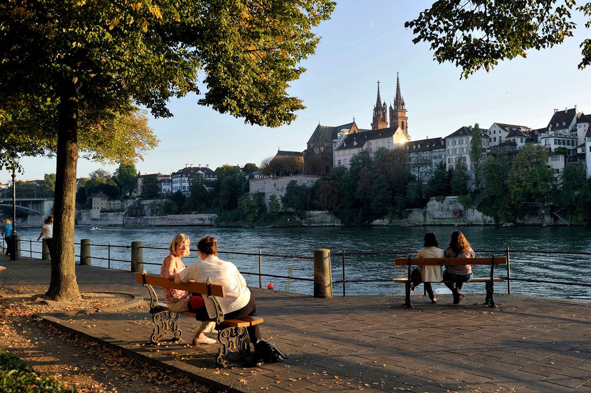 Switzerland, Basel, Little Basel district on the right bank of the river Rhine with the view over the Cathedral (Photo by MATTES René / hemis.fr / Hemis via AFP)