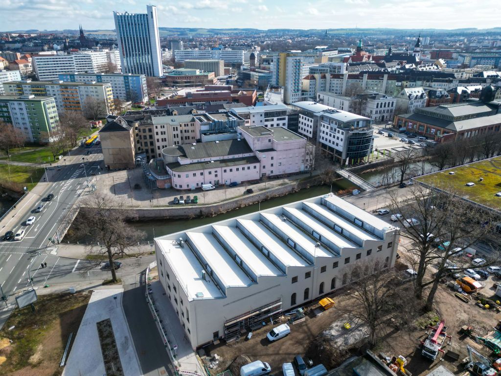 Chemnitz prepares for Capital of Culture year21 February 2024, Saxony, Chemnitz: View of the historic factory hall of the former Hartmann-Werke in Chemnitz. (Aerial view with drone) The hall of the former locomotive factory is to be inaugurated in spring as the headquarters of the European Capital of Culture 2025 and will also serve as a visitor center in the future. Under the motto "C the Unseen", eastern Germany's fourth-largest city is starting the year 2025 as European Capital of Culture. Photo: Hendrik Schmidt/dpa (Photo by Hendrik Schmidt/picture alliance via Getty Images)